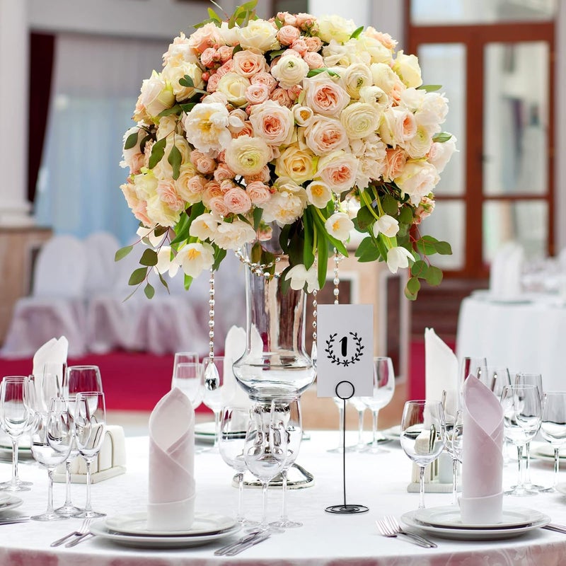 TecUnite 24 Pack 8.86 Inch Table Number Holder Wire Photo Holder Picture Name Menu Clips Memo Note Cards Stand for Wedding Reception Anniversary Birthday Centerpieces(Black) - Image 4